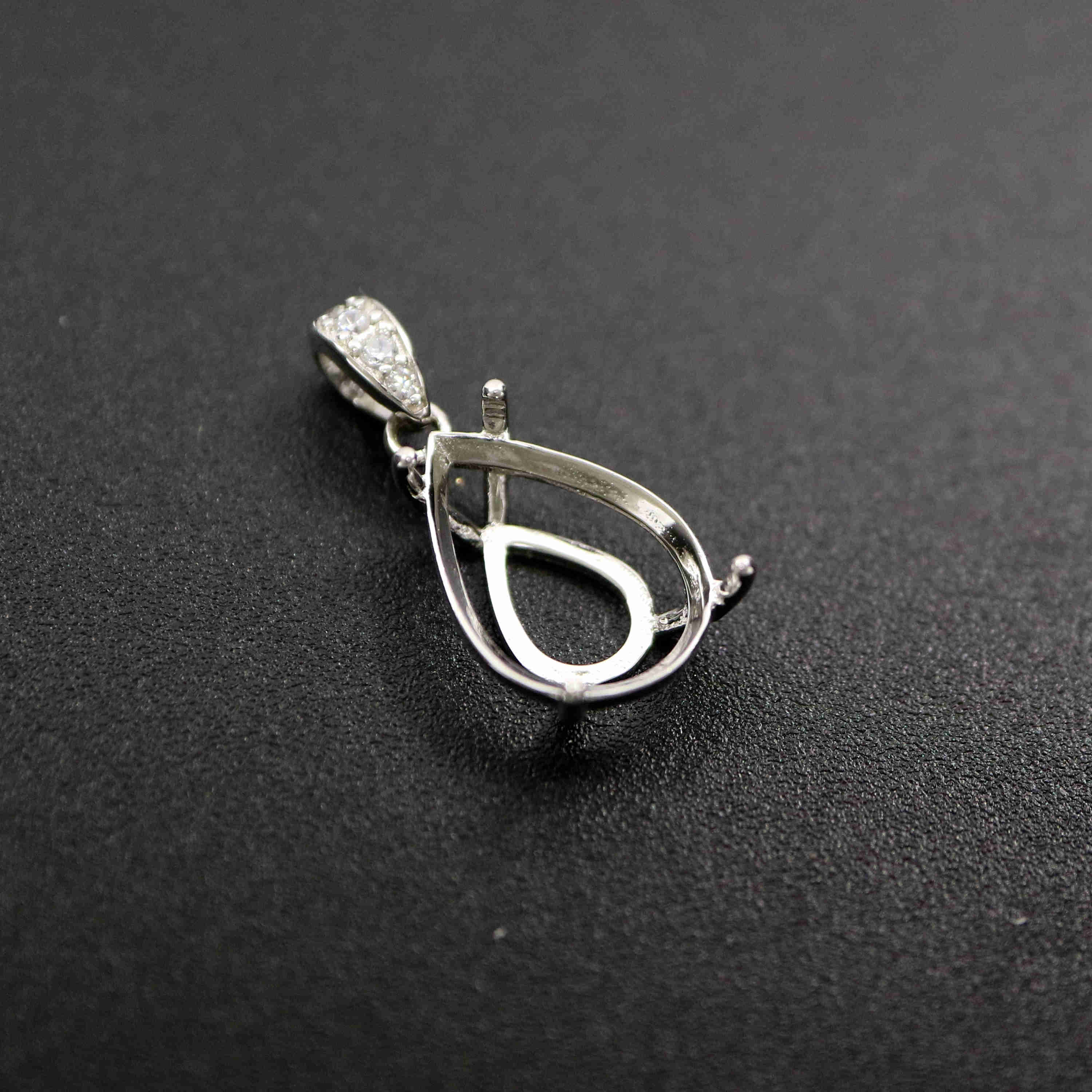1Pcs Multiple Size Prong Bezel Settings For Tear Pear Drop Shape Gems Facted Cz Stone Solid 925 Sterling Silver DIY Pendant Charm Settings Tray 1431034 - Click Image to Close